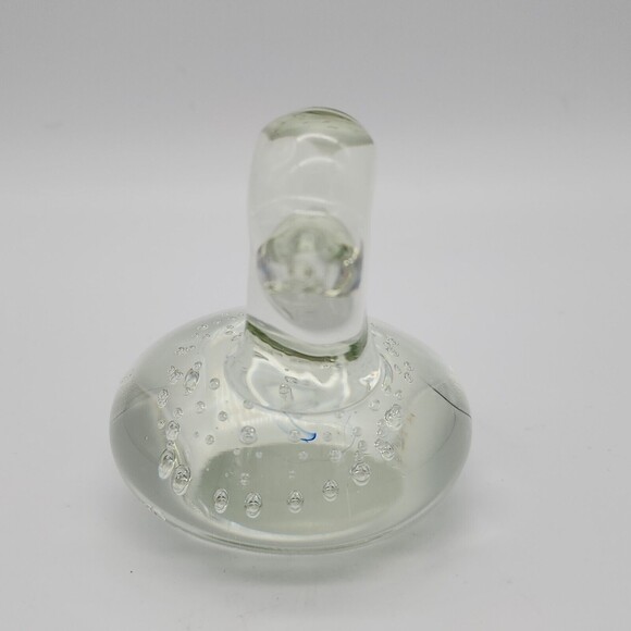Duck Swimming Art Glass Paperweight with Controlled Bubbles Clear Glass - Picture 2 of 13